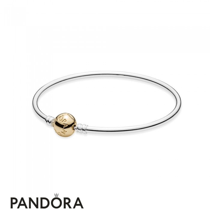 Pandora Bracelets Bangle Silver Bangle Charm Bracelet With 14K Gold Clasp Jewelry