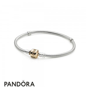 Pandora Bracelets Classic Silver Charm Bracelet With 14K Gold Clasp Jewelry