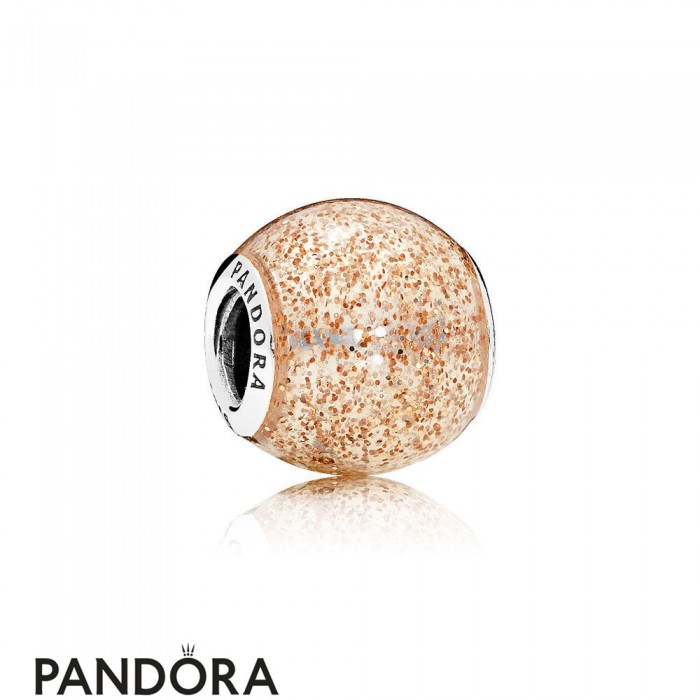 Pandora Contemporary Charms Glitter Ball Charm Rose Golden Glitter Enamel Jewelry