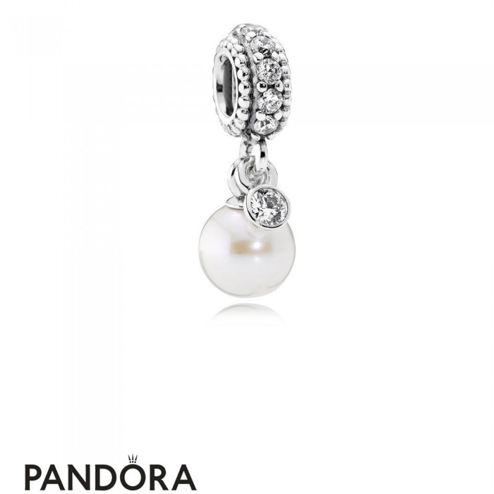 Pandora Contemporary Charms Luminous Elegance Pendant Charm White Pearl Clear Cz Jewelry