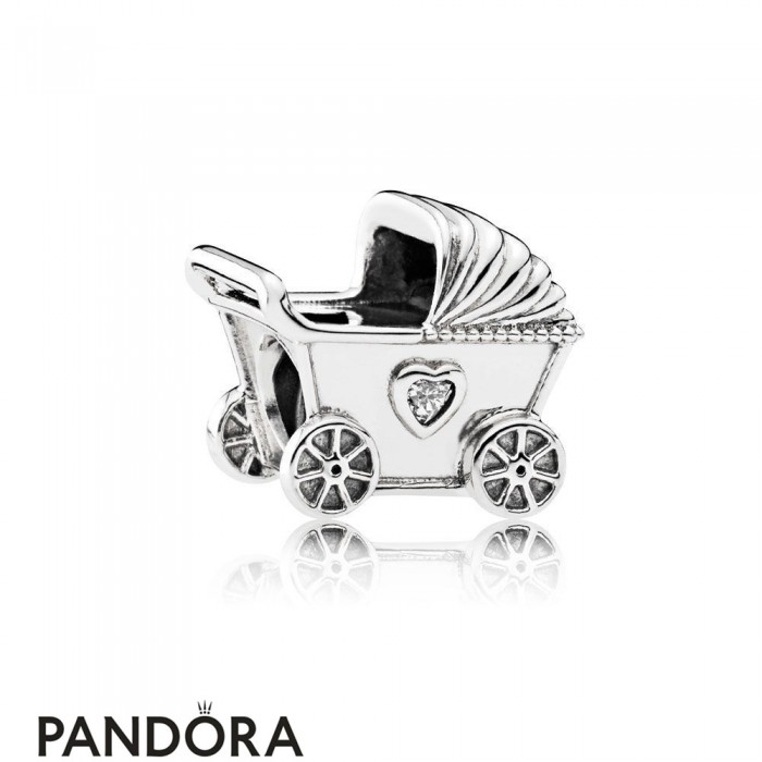 Pandora Family Charms Baby's Pram Charm Clear Cz Jewelry