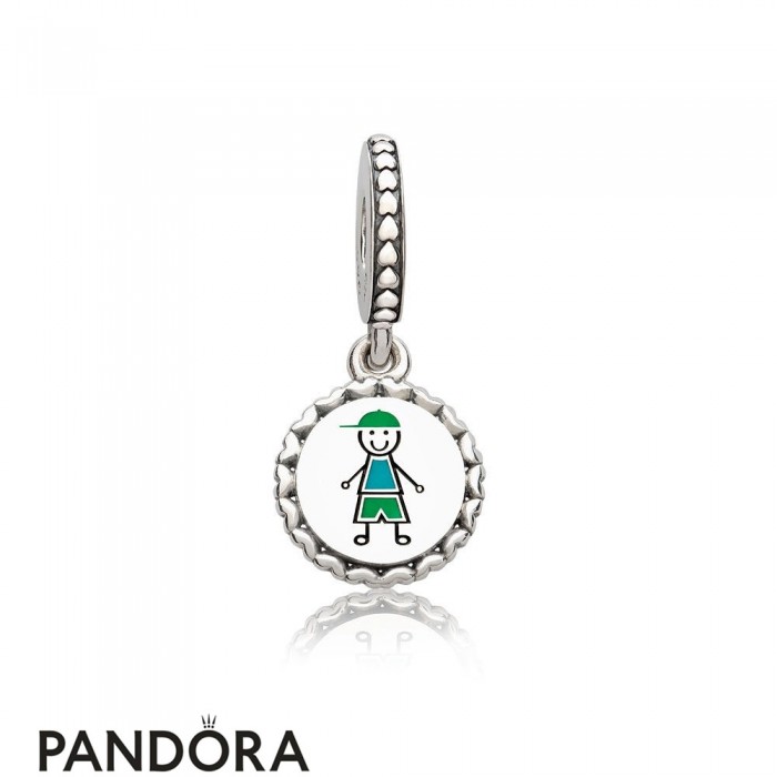 Pandora Family Charms Boy Stick Figure Pendant Charm Mixed Enamel Jewelry