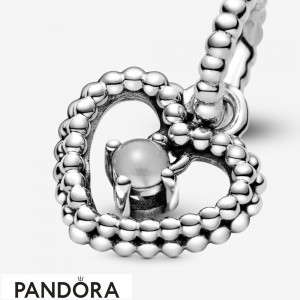 Women's Pandora Milky White Beaded Heart Dangle Charm Jewelry