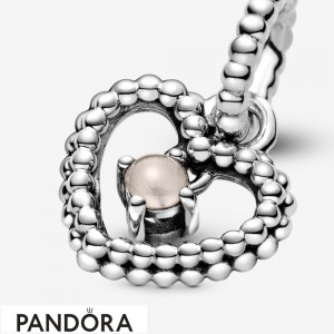 Women's Pandora Misty Rose Beaded Heart Dangle Charm Jewelry