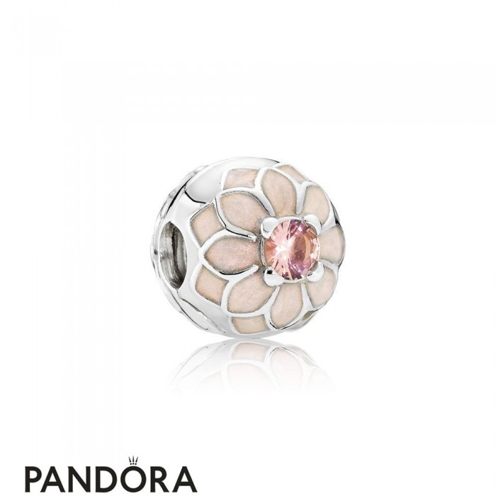 Pandora Nature Charms Blooming Dahlia Clip Cream Enamel Blush Pink Crystal Jewelry