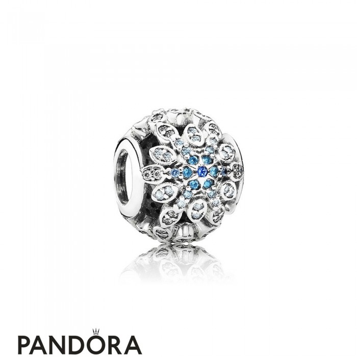 Pandora Nature Charms Crystalized Snowflakes Charm Blue Crystals Clear Cz Jewelry