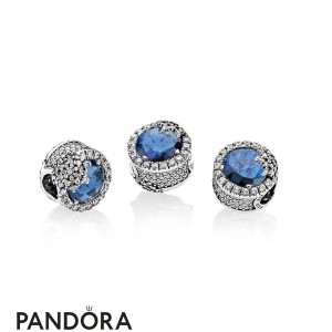 Pandora Nature Charms Dazzling Snowflake Charm Twilight Blue Crystals Clear Cz Jewelry