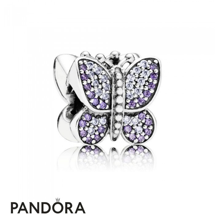 Pandora Nature Charms Sparkling Butterfly Charm Purple Cz Jewelry