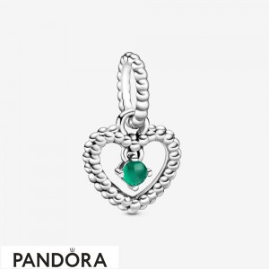 Women's Pandora Rainforest Green Beaded Heart Dangle Charm Jewelry