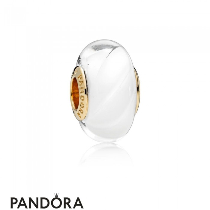 Pandora Shine White Waves Murano Glass Charm Jewelry