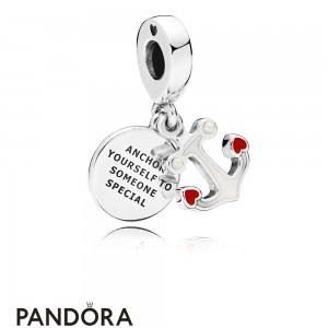 Women's Pandora Anchor Of Love Dangle Charm Red & Black Enamel Jewelry