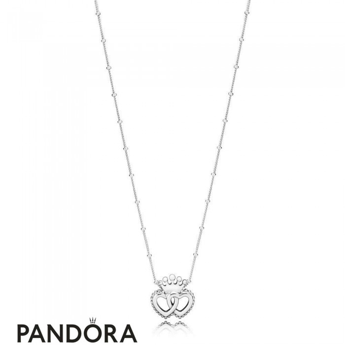 Women's Pandora Interlocked Crown Hearts Necklace Jewelry