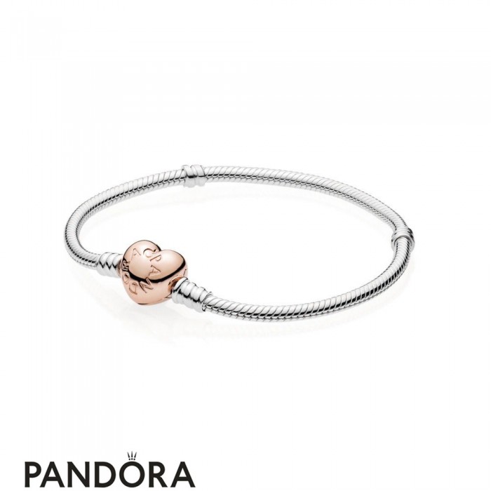 Pandora Moments Silver Bracelet With Pandora Rose Heart Clasp Jewelry