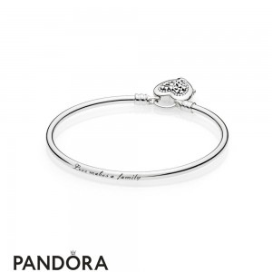Women's Pandora Moments Sterling Silver Bangle With Tree Of Love Clasp Jewelry