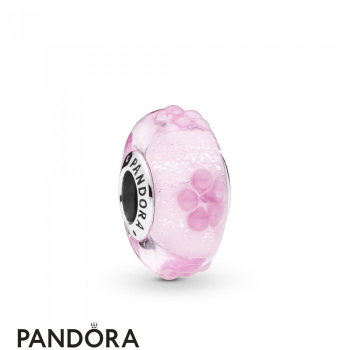 Women's Pandora Pink Flower Murano Glass Charm Jewelry