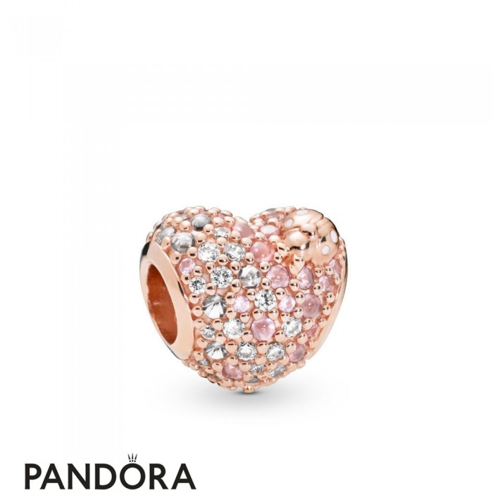Pandora Rose Gleaming Ladybird Heart Charm Jewelry