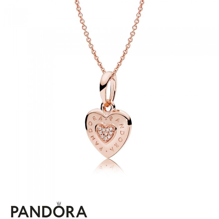 Pandora Rose Logo Heart Necklace Jewelry