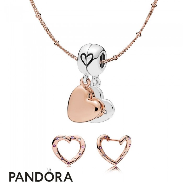 Pandora Rose Mother & Daughter Necklace And Earring Set Jewelry