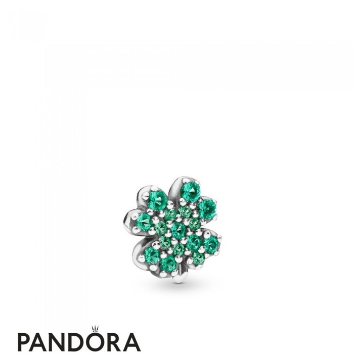 Women's Pandora Silver Radiant Green Lucky Four Leaf Clover Petite Charm Jewelry