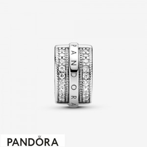 Women's Pandora Sparkling Pave Lines And Logo Cz Clip Jewelry