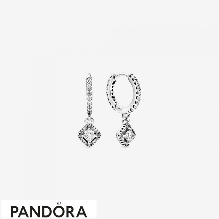 Women's Pandora Square Sparkle Hoop Earrings Jewelry