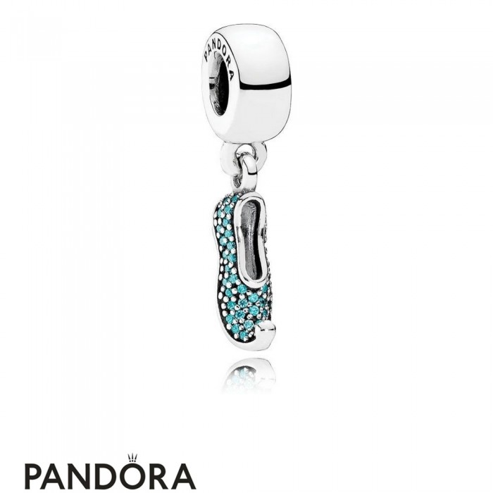 Pandora Disney Charms Jasmine's Sparkling Slipper Pendant Charm Teal Cz Jewelry