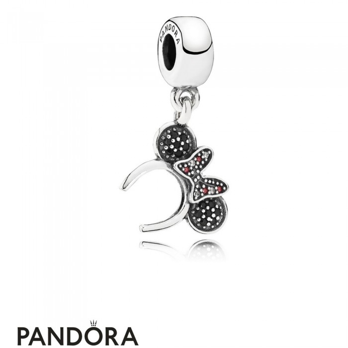 Pandora Disney Charms Minnie Headband Pendant Charm Black Red Cz Jewelry