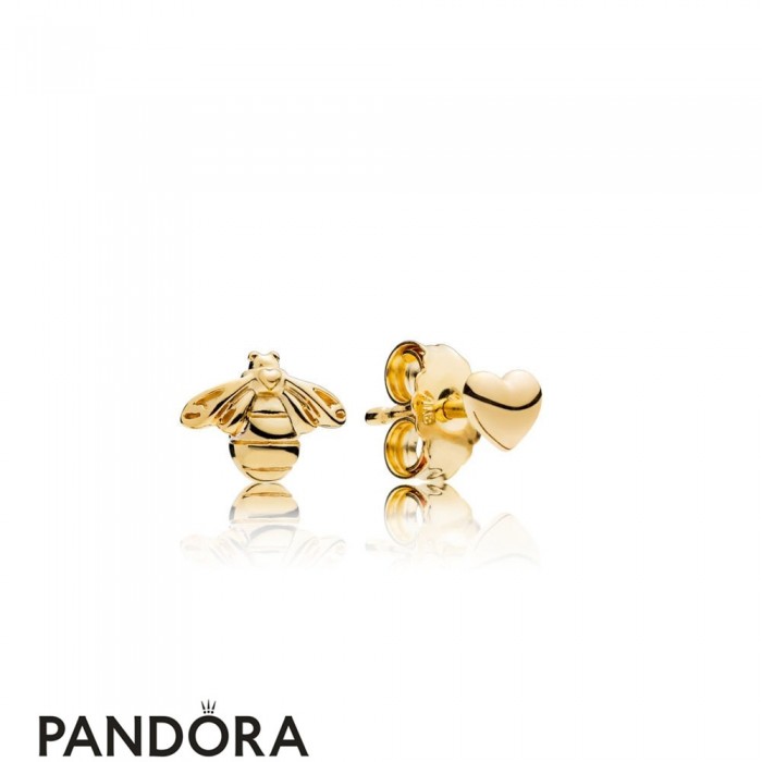 Women's Pandora Bee And Heart Earring Studs Jewelry