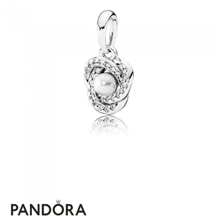 Pandora Pendants Luminous Love Knot Pendant White Crystal Pearl Jewelry