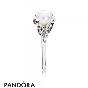 Pandora Rings Luminous Leaves Ring White Pearl Jewelry