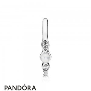 Pandora Rings Petite Luminous Leaves Ring White Pearl Jewelry
