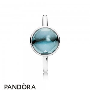 Pandora Rings Poetic Droplet Ring Aqua Blue Crystal Jewelry