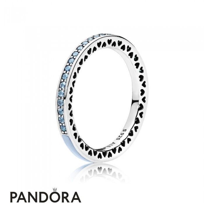 Pandora Rings Radiant Hearts Of Pandora Ring Air Blue Enamel Sky Blue Jewelry